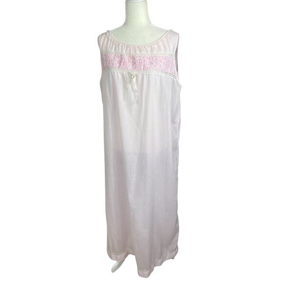 VTG Schrank Cotton Gauze Lace Nightgown Pink Women's Large Cottage Romantic - Picture 4 of 16